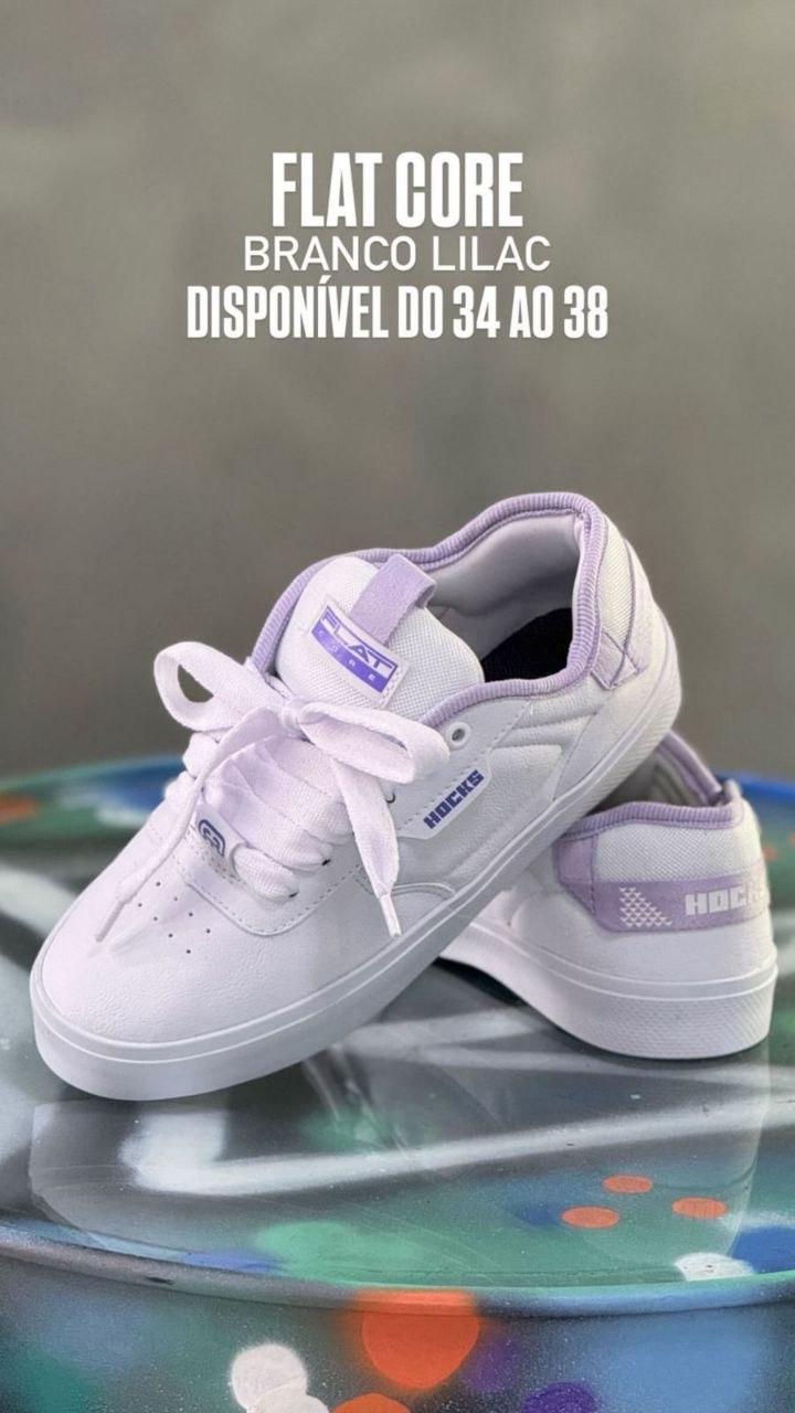 Tênis Flat Core + Branco Lilac