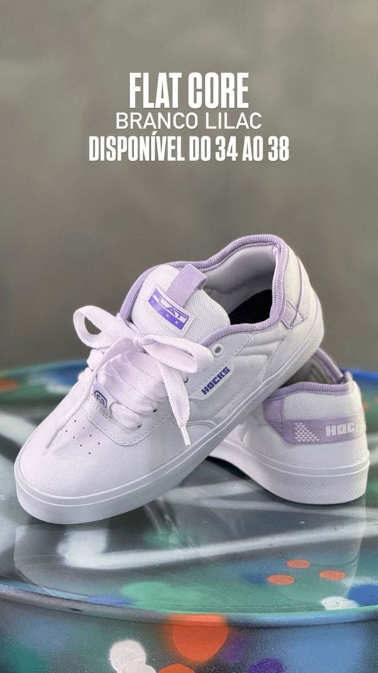 Tênis Flat Core + Branco Lilac